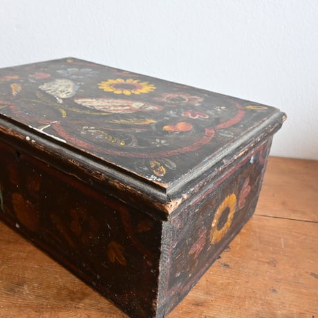 France Antique Wood Box  / フランス アンティーク 手描き絵の木箱