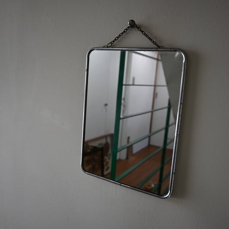 France Metal frame Mirror / フランス 古いメタルフレームウォールミラー（チェーン付き）A