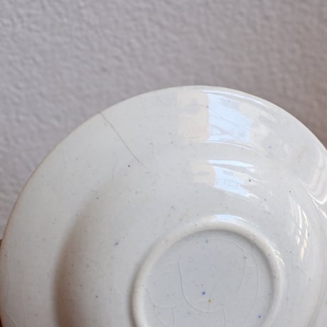 France Old Kids Pottery  / フランス アンティーク 緑の花柄のままごと皿 D（ニュウあり）
