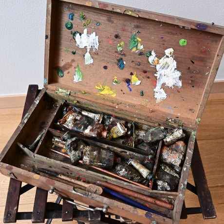 France Antique Wooden paint box / フランス アンティーク 木製の絵具箱