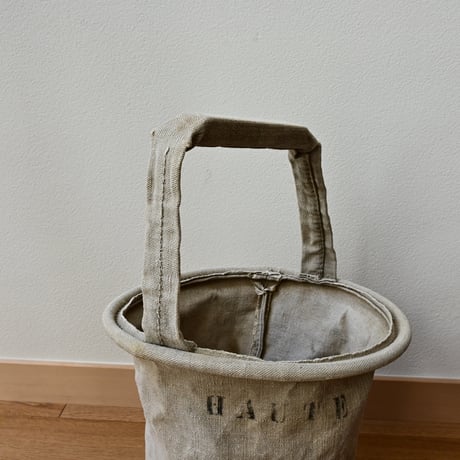 France Antique canvas bucket / フランス アンティークのキャンバスバスケット B