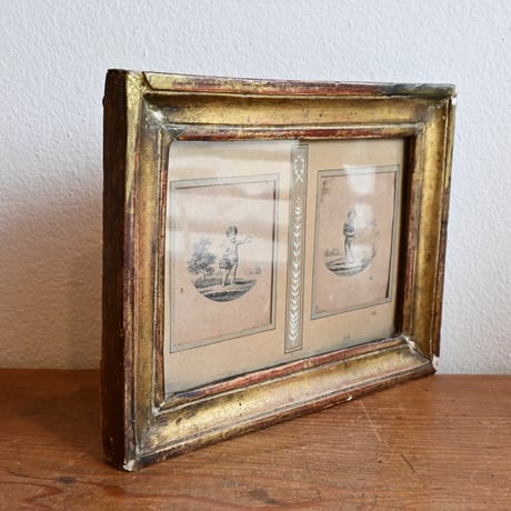 France Antique Angel Framed / フランス アンティーク 子供の天使の額装