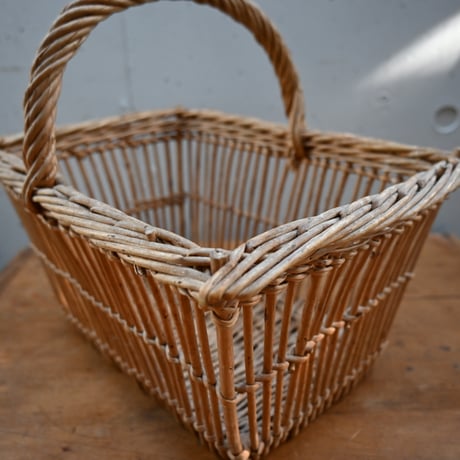 France wood basket Paniers　/ フランス 古いスクエア型のパニエ バスケット かご