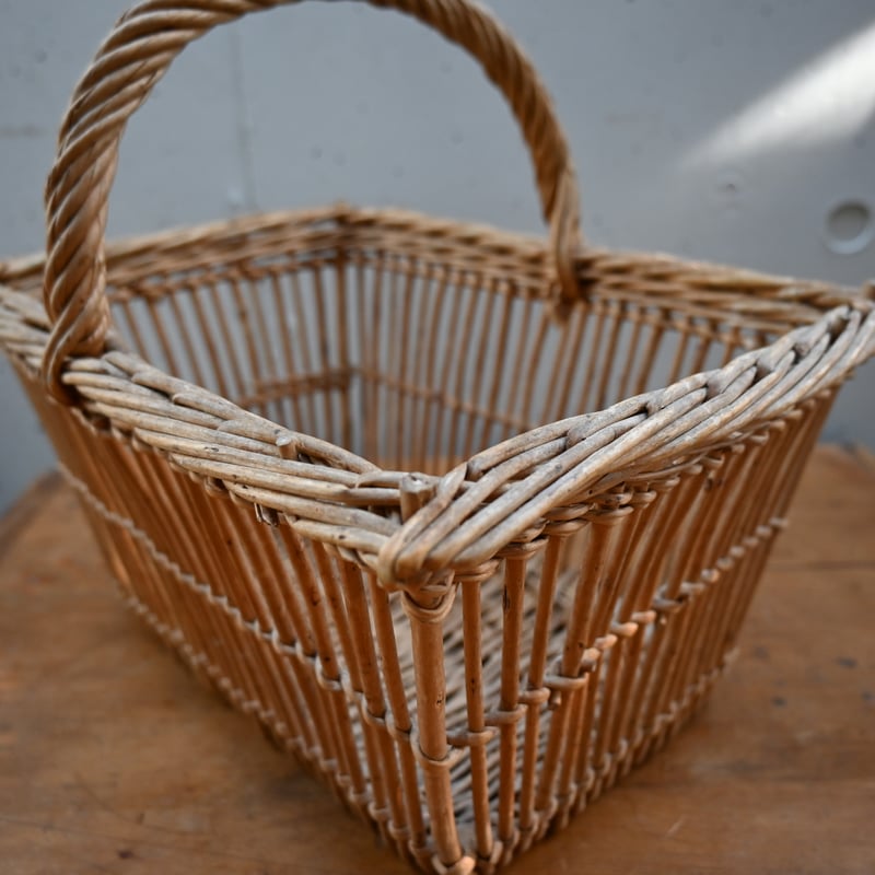 France wood basket Paniers / フランス 古いスクエア型のパニエ バ