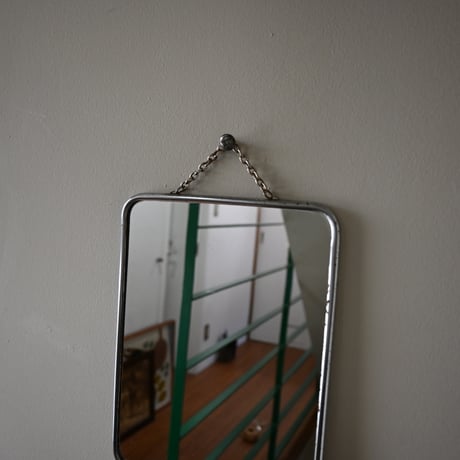 France Metal frame Mirror / フランス 古いメタルフレームウォールミラー（チェーン付き） B