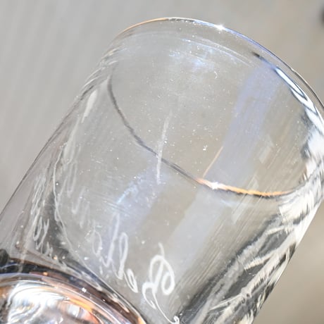 FRANCE Antique Wine Glass  / フランス アンティーク 筒型のエッチングビストロワイングラス