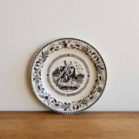 クレイユ 天使と女神のグリザイユプレート 皿φ24.5cm フランス