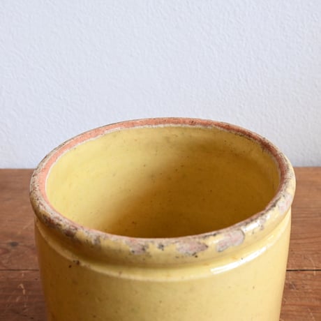 France Antique Confiture Pot Yellow Glaze / フランス アンティーク 南仏の黄釉のコンフィチュールポット NOVIA刻印 中