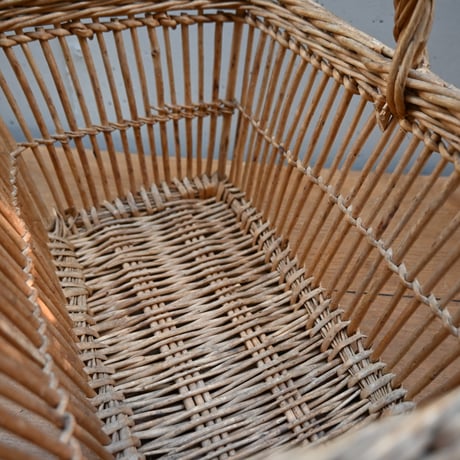 France wood basket Paniers　/ フランス 古いスクエア型のパニエ バスケット かご