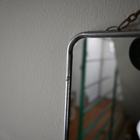 France Metal frame Mirror / フランス 古いメタルフレームウォールミラー（チェーン付き）A