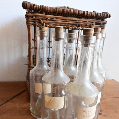 France Antique  Bottle＆Basket / フランス アンティーク 炭鉱労働者のためのボトルとかご