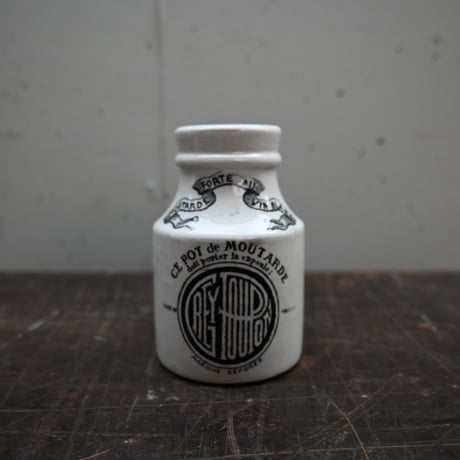 SARREGUEMINES&DIGOIN GREY POUPON Mustard pot / フランス アンティーク ディゴワン・サルグミンヌ 古いマスタードポット 小