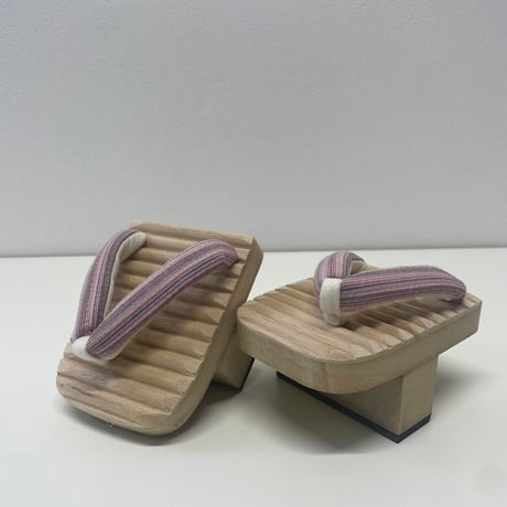 一本歯下駄S山 子ども＆女性用ピンク （足裏ギザギザ 足サイズ15.0～24対応)