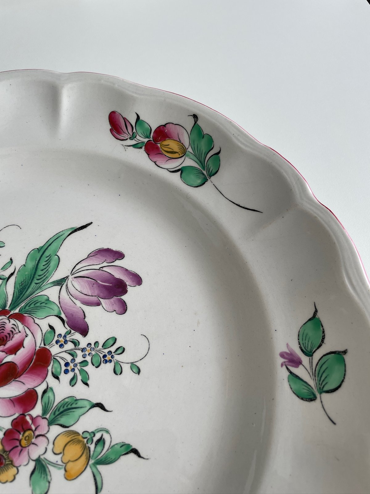 リュネヴィル Luneville ストラスブール 薔薇のブーケの大皿 | Gui antique