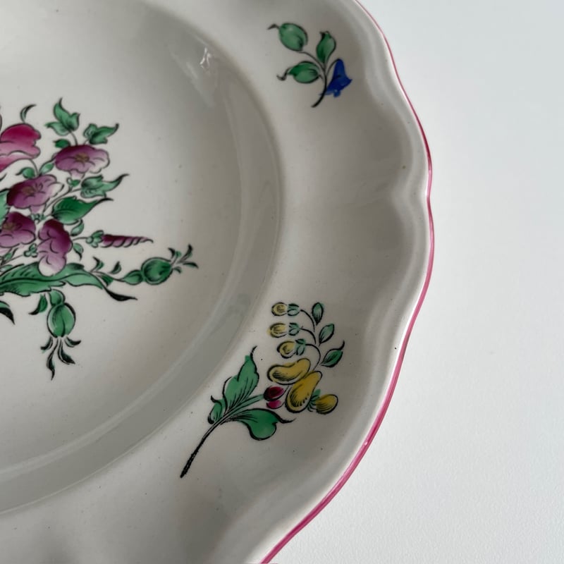 リュネヴィル Lunevill ストラスブール 薔薇のブーケの深皿 | Gui antique