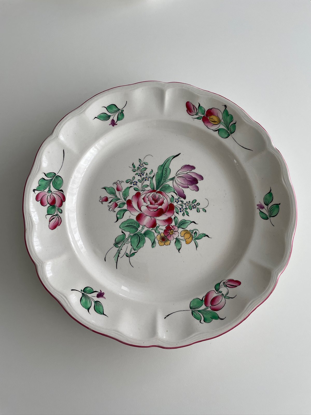 リュネヴィル Luneville ストラスブール 薔薇のブーケの大皿 | Gui antique