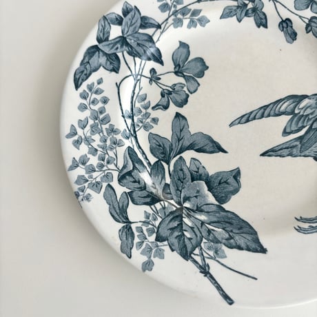 ロンウィ Longwy assiette oiseau bleu dessert plate