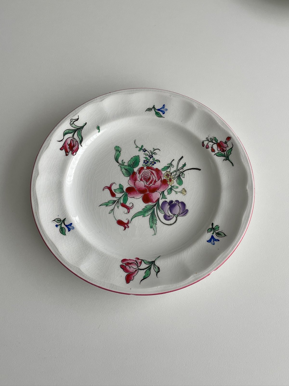 フランスアンティークリュネヴィル  Luneville ストラスブール 薔薇のブーケの大皿