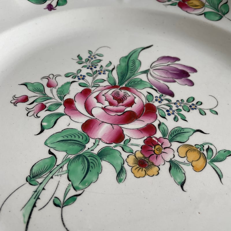 リュネヴィル Luneville ストラスブール 薔薇のブーケの大皿 | Gui antique