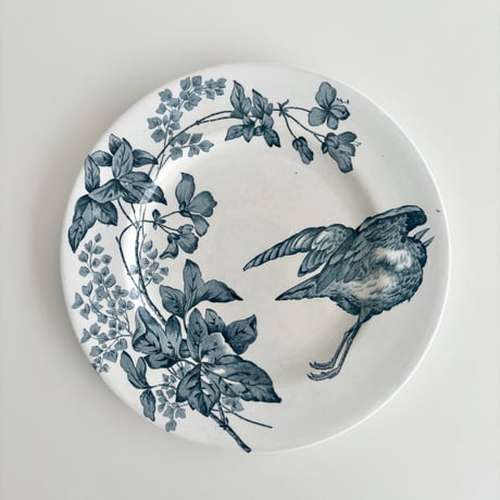 ロンウィ Longwy assiette oiseau bleu dessert plate