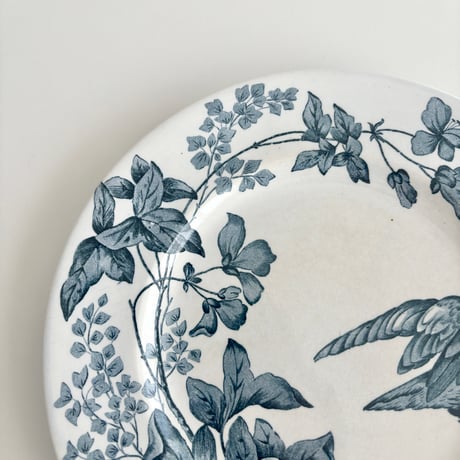ロンウィ Longwy assiette oiseau bleu dessert plate