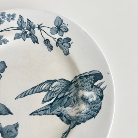 ロンウィ Longwy assiette oiseau bleu dessert plate