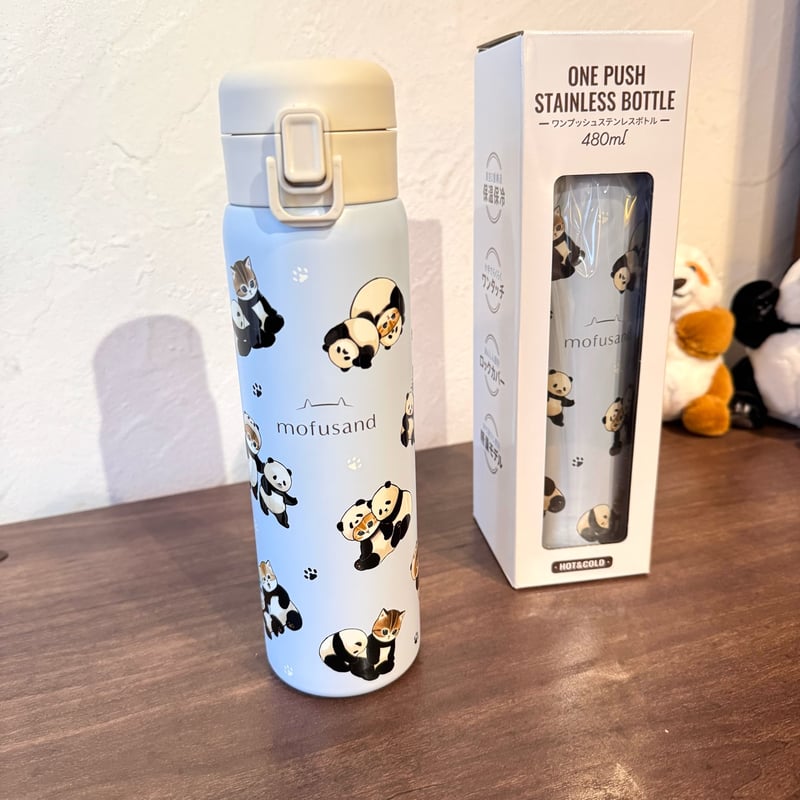 モフサンド パンダにゃんステンレスワンプッシュボトル 480ml | ぱんだ
