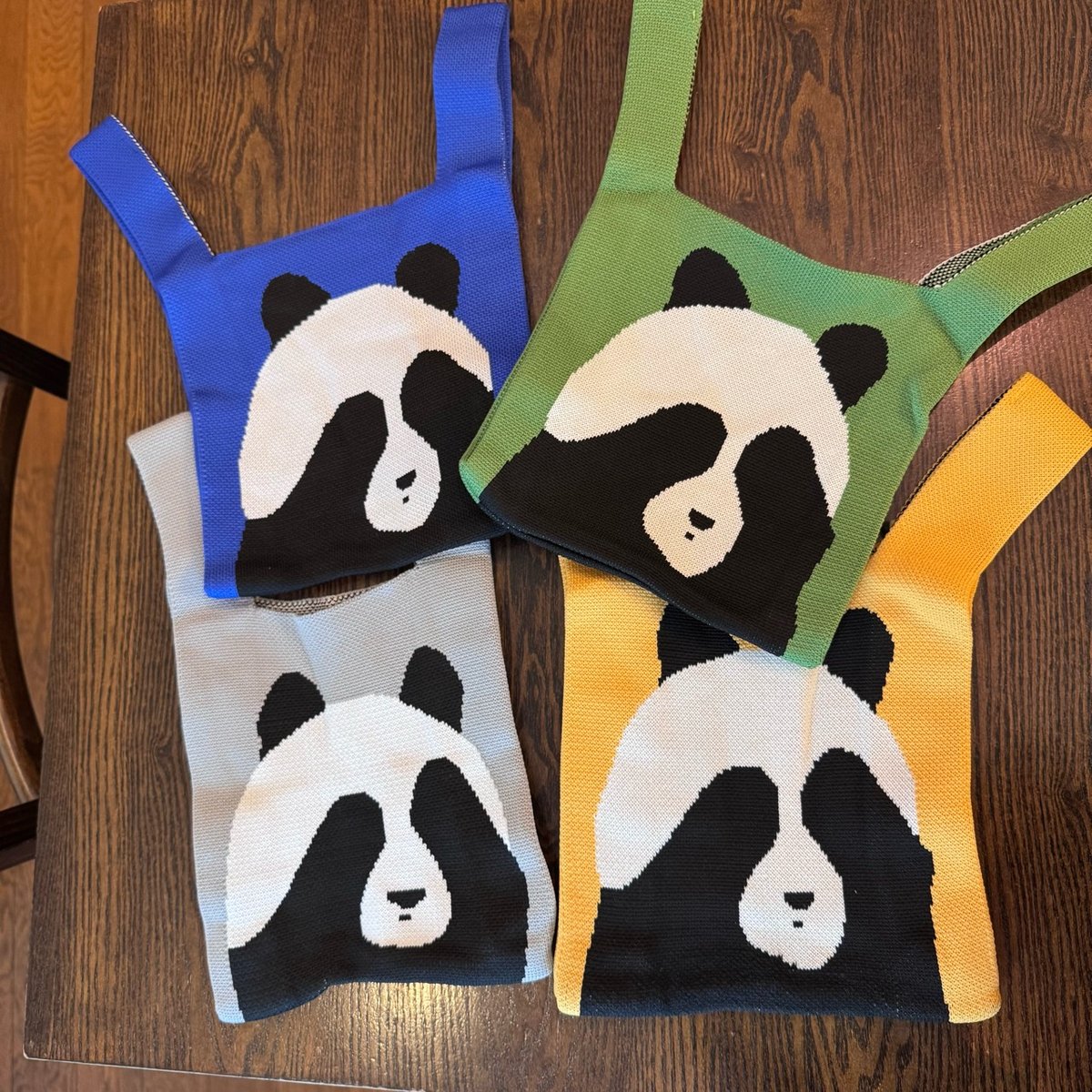 目隠しパンダのミニニットバッグ | ぱんだ珈琲店 通販部