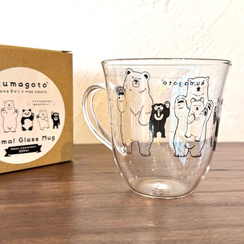 すなやますなこさんデザイン】kumagoto 耐熱グラスマグ | ぱんだ珈琲店