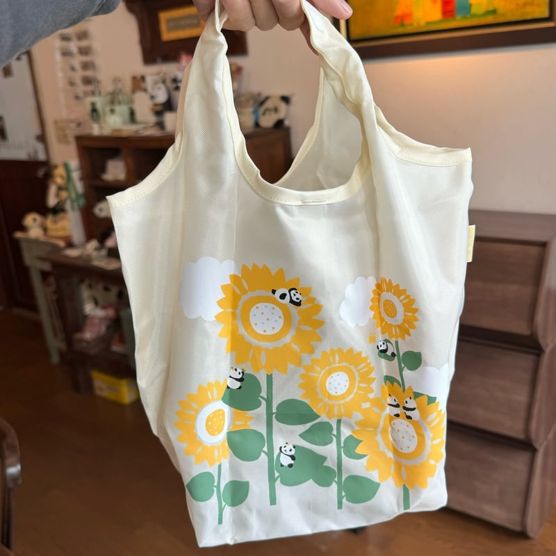 濱文様】エコトート小 向日葵とパンダ | ぱんだ珈琲店 通販部