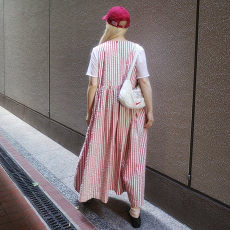PARASOL STRIPES TUCK DRESS - sunny red
