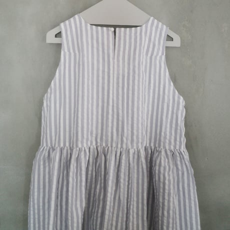 PARASOL STRIPES TUCK DRESS - cloudy gray