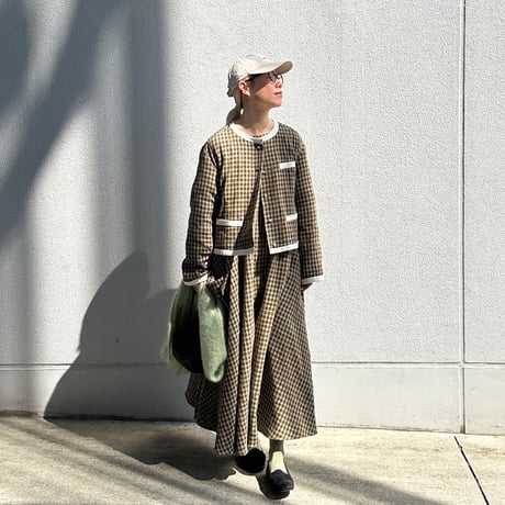 ON/OFF CHECK 182 DRESS - MODERN SEPIA