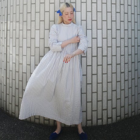 PARASOL STRIPES TUCK DRESS - cloudy gray