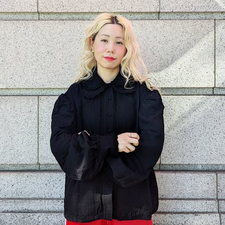 GO GO VINTAGE! BLOUSE - BLACK×BLACK