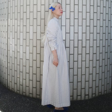 PARASOL STRIPES TUCK DRESS - cloudy gray