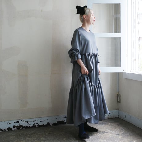 herringbone tiered dress - gray