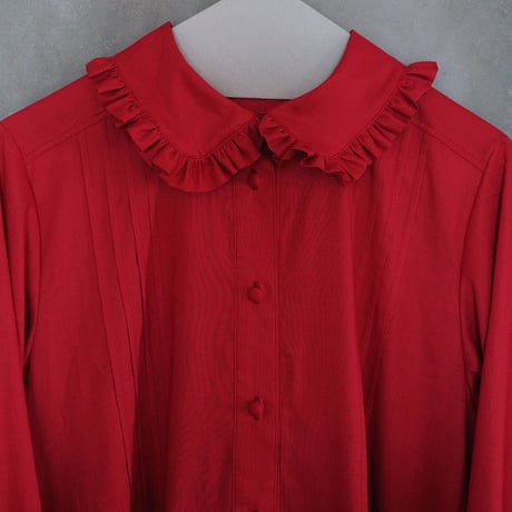 GO GO VINTAGE! TUCK FRILL DRESS - RED