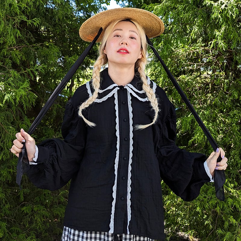 GO GO VINTAGE! BLOUSE - BLACK&WHITE | madder ma