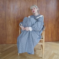 "skip happily" lace collar dress - cloudy black
