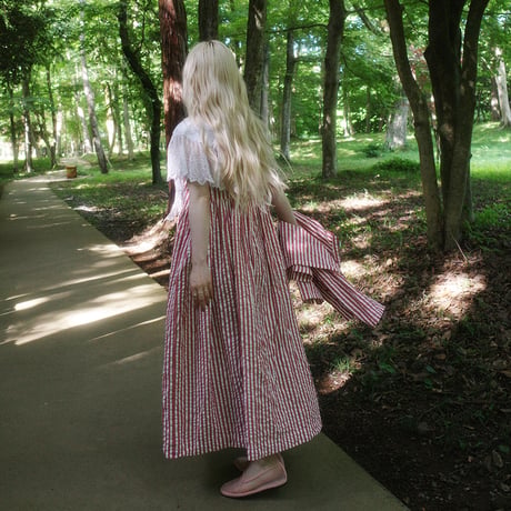 PARASOL STRIPES TUCK DRESS - sunny red