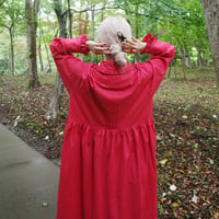 GO GO VINTAGE! TUCK FRILL DRESS - RED