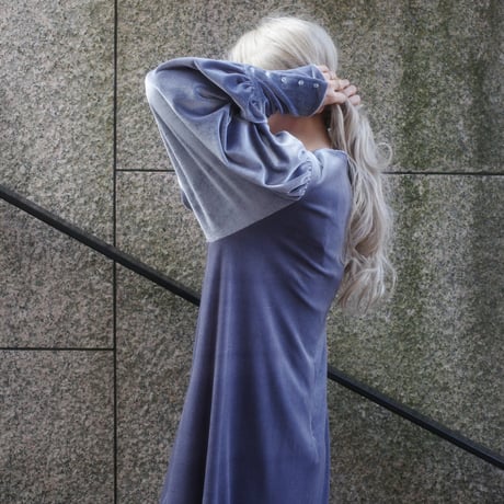 GO GO VINTAGE! VELOUR DRESS - gray diamond