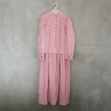 PARASOL STRIPES TUCK DRESS - sunny red