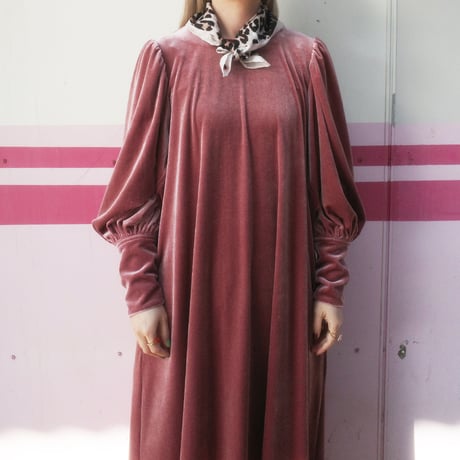 GO GO VINTAGE! VELOUR DRESS - pink diamond