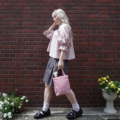 go vintage! frill short blouse -  nostalgic pink