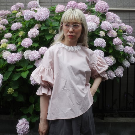 go vintage! frill short blouse -  nostalgic pink