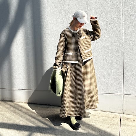 ON/OFF CHECK 182 DRESS - MODERN SEPIA