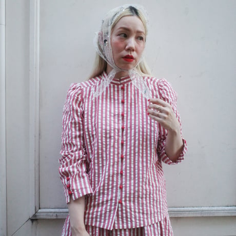 PARASOL STRIPES BLOUSE JACKET - sunny red