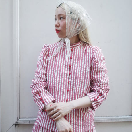 PARASOL STRIPES BLOUSE JACKET - sunny red